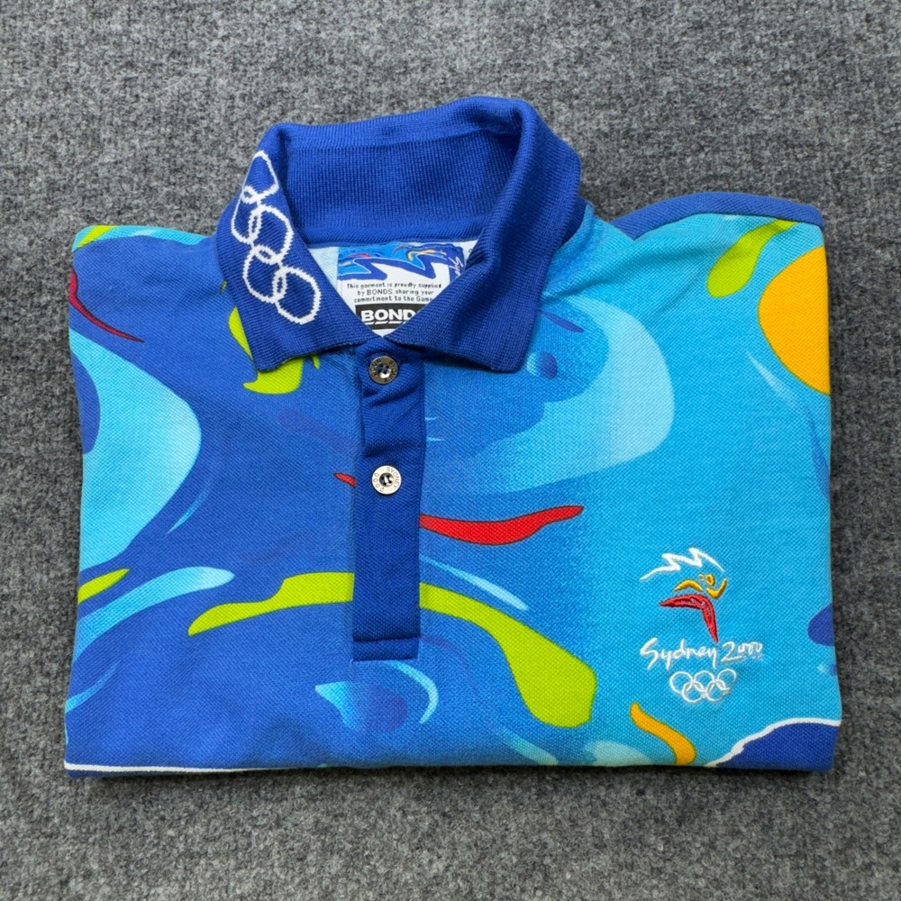 Vintage Sydney 2000 Olympics Polo Shirt Mens 4XL Blue Bonds Volunteer Script 00s